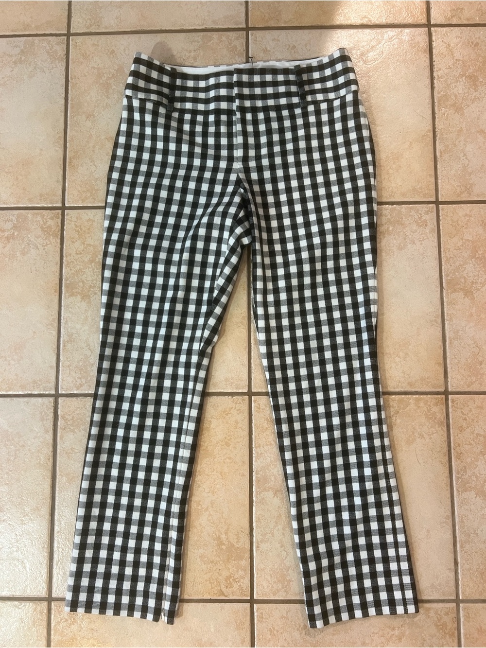 Alice + Olivia Women's Stacey B&W Gingham Slim Ankle Pants, Sz 2